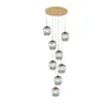 Personnalité nordique escaliers en verre pendentif lumières escalier rotatif moderne minimaliste appartement escalier LED Restaurant pendentifs lampe