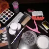Kit manicure 19 punte per nail art Unghie finte Decorazioni paillettes Kit set manicure rosa chiaro bianco