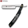 Free Shipping Titan Wood Handle Straight Razor Steel Blade Sharp Already J190712
