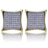 mens luxury hip hop jewelry bling square shaped iced out gold diamond stud earrings wedding earrings gift1725563