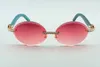 Nouvelle mode 3524016 verres de coupe diamants lunettes de soleil, branches en bois vert naturel lunettes ovales rétro, taille: 58-18-135mm