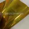 Envoltura de vinilo holográfico de cromo Neo de oro amarillo Para envoltura completa de automóvil con burbuja de aire Vehículo Envoltura holograma láser gráfico Tamaño de lámina 1.52x20m / Rollo