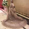 Aso Ebi Muslimische Perlen-Abendkleider mit langen Ärmeln, afrikanisches Ballkleid, langes, abgestuftes Spitzenapplikationen, formelle Party-Cocktailkleider