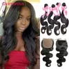 Cheveux vierges brésiliens glamour avec fermeture à base de soie 4 faisceaux vague de corps avec fermeture en soie péruvienne malaisienne indienne cheveux humains 5 Pcs/Lot