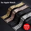 Bracelet en acier inoxydable pour Apple Watch 42mm 38mm Series 3 2 1 Bracelet en métal Bracelet à trois maillons pour iWatch Series 4 5 Taille 40mm 44mm