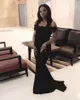 Elegante afrikanische Meerjungfrau schwarze Brautjungfernkleider schulterfrei Trauzeugin Kleider Perlen Spitze Hochzeitsgast Kleider 2020 nach Maß