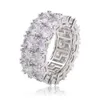 Hip Hop Full Diamonds Ring för män Women Western Double Row Side Stone Rings Real Gold Plated Rhinestone Copper Jewelry3110018