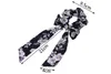 Bow Streamers-Haar-Ring Mode-Band-Mädchen-elastisches Haar versieht Scrunchies Schachtelhalm Krawatte Blumendruck Kopfbedeckung Haarschmuck 100pcs F316