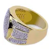 Novo estilo homens e mulheres anéis de moda quente anel de hip hop 18k banhado a ouro cúbico zircônia anéis