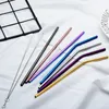 304 Stainless Steel Straw Bent And Straight Reusable Colorful Straw Drinking Straws Metal Straw Cleaner Brush Bar Drinking 6*215mm EEA1690