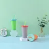 Magic Color Mudando Copa copos de plástico Beber Cup com tampa e Cores Straw doces mágica Caneca ZZA2345 250pcs