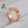 Europe America Fashion Style Lady Titanium steel Red Green Enamel Carving Plaid G Letter Engagement Narrow and Wide Rings 3 Color Size 5-10