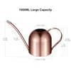 Yardwe 1000ml de aço inoxidável de aço inoxidável lata plantas interiores Sucultas Long Spout Regador Pot For Home Garden Office (Cobre) T200518