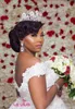 2019 afrikanisches arabisches Dubai weißes Hochzeitskleid Puffy A-Linie schulterfrei mit Spitzenapplikation Country Garden Brautkleid nach Maß in Übergröße