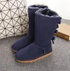 New 7803 designer boots Australia women girl classic luxury snow boots bowtie ankle Half bow fur boot winter black Chestnut