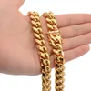 8 10 12 14 16 18mm 18-30inches Miami Cuban Link Gold Chain Hip Hop Jewelry Thick Stainless Steel Necklace253O