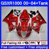 + Réservoir Pour SUZUKI GSX R1000 GSXR1000 Rouge HOT top 2000 2001 2002 2003 2004 299HM.47 GSXR-1000 K2 GSX-R1000 K3 GSXR 1000 01 02 03 04 Carénage