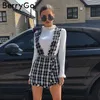 BerryGo di A-line tweed plaid donne skort autunno inverno signore casuali breve pannello esterno della festa di spaghetti cinghia mini tuta femminili gonna CJ191216