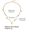 Women Bohemian Ethnic Style Turquoise Beads Pendant Necklace Clavicle Chain Sequin Double-layer Necklace Fashion Jewelry