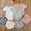 Kids Designer kleding Meisjes Artikel Pit Kleding Sets Baby Gestreepte katoenen Rompertjes PP Broek Past Solid Jumpsuit Shorts Slips Bloomers D7548