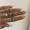 US Warehouse Boho Style Finger Ring Set - Gold Silver Retro Shell -Shaped Joint Knuckle Nail Statement Ring Set for Women Girls