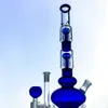 Podwójne bronią drzewa Perkolator Bong Ice Pinch Szkło Dąb Rig 16.5inch Recykler Bongs Water Big 4mm Grube szklane bonga z szklanym miską