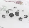 5 paires Antique argent bohême papillon maman clous d'oreille pour dame fille géométrique cristal goujon comme cadeau fête manchette boucles d'oreilles