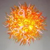 Muranoglas-Lampen, orangefarbene Pendelleuchten, LED, 110–240 V, mundgeblasenes Glas, Kronleuchter, Beleuchtung, Art-Deco-Kronleuchter aus italienischem Glas, L