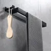 Preto Hanger com gancho No-diamante auto-adesivo Toalheiros Modern Bathroom cozinha de aço inoxidável não-Wall-montado Toalheiros