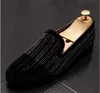 2020 Nieuwe Merk Noble Zwart Rode Rhinestone Mannen Jurk Schoenen Velvet Crystal Luxe Mens Party Loafers Moccasins Office Man Schoeisel