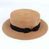 Mann Frauen Strohhut Sommer Strand Hüte Kinder und Erwachsene Größe Flat Top Strohhut Männer Bootsfahrer Hüte Flache Bowler Hut