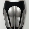 Wetlook seksi pvc deri jartiyer kemerleri gümüş siyah mixstyles koşumları parlak kulüp kıyafetleri 2cm genişlik 6 jartiyer askı kemeri6998895