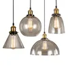 빈티지 펜던트 조명 American Amber Glass Pendant Lamp E27 Edison 가벼운 전구 식당 주방 홈 장식 플라네타륨 램프 216a