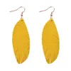 Fashion- Jewelry Genuine Feather Feather Earrings for Women 2019 Spring Summer Fashion Boho Jewelry Leaf Leather Dangle Earrings