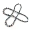 Nouvelle arrivée 18 pouces collier noir tour de cou hématite pour hommes avec des perles d'espacement en cristal de couleur or 5pcs / lot