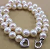 Grande 9-10MM branco NATURAL South Sea pearl necklace 18 "