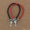 50 pz lotti Bracciale in pelle Argento antico Medaglia Benedetto Croce Chiave Pendenti con ciondoli religiosi rosso nero246F