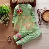 Enfant en bas âge enfants bébé filles vêtements haut t-shirt robe nœud floral maille haut à manches longues plus pantalon bébés vêtements costume