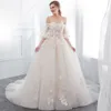 Schulterfreies Spitzenkleid in A-Linie, elegant, ausgestellt, kurze Ärmel, Tüllapplikation, Perlen, Sweep-Zug, Hochzeit, Brautkleider cps10039493674