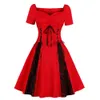 2019 nieuwe vrouwen jurk rood en zwart plus size sexy grote maten gotische kant rockabilly avond prom swing punk jurk L19118