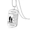 Stainless steel TO MY SON TO My Daughter necklaces For Boys Girls Inspirational Letter dog tag Pendant beads chains Dad Mom Jewelry Gift