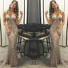 2019 European style explosion gold-plated gilt sequins Spaghetti A-Line evening dress /hot new gold sequins V-Neck Backless party Prom Dress