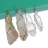 Mode Creative Natural Gem Smycken Oregelbunden Vit Kristall Twisted Wire Pendant