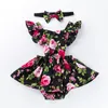 Dziewczyny Romper Sukienka Ruffled Floral Pasp sukienki garnitur dla niemowląt dla dzieci noworodka dziewczyny swobodne ubrania maluchowe ubrania dziecięce sukienka z tyłu 2211611