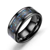 Anelli freddi da uomo in fibra di carbonio nero Acciaio inossidabile Man039s Anello rosso blu moda Anel Masculino Jewelry7272216