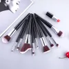 Professional 10pcs black Make up Brushes set with a Leather bag for Powder Foundation Face Eyeshadow Eyebrow Lips Cosmetic Makeup Brush kit