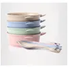 Tarwe Straw Baby Bamboo Servies Set Minimalistische Kinderen Gerechten Kom Set voor Baby Voeding Bowls Servies Servies