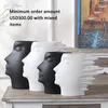 Vaso con viso astratto Arte moderna Uomo del vento Scultura in ceramica Testa umana Statua Moda Decorazione della casa Artigianato Nero Bianco
