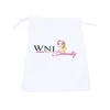 Logo personnalisé imprimé 50PcsLot Polyester Satin soie blanc sacs cordon sacs à cheveux emballage Extension de cheveux Packaging7008512