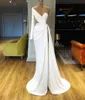 2020 Neue Meerjungfrau-Abschlussballkleider High Side Split Satin One Shoulder Langarm Abendkleider Sweep Zug Nach Maß